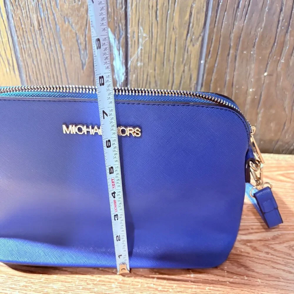 Michael Kors Cindy Crossbody Bag Blue Saffiano Leather Shoulder Purse